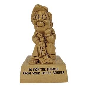VINTAGE 1970s PAULA FIGURINE – “POP THE THINKER” – HUMOROUS NOVELTY – RESIN